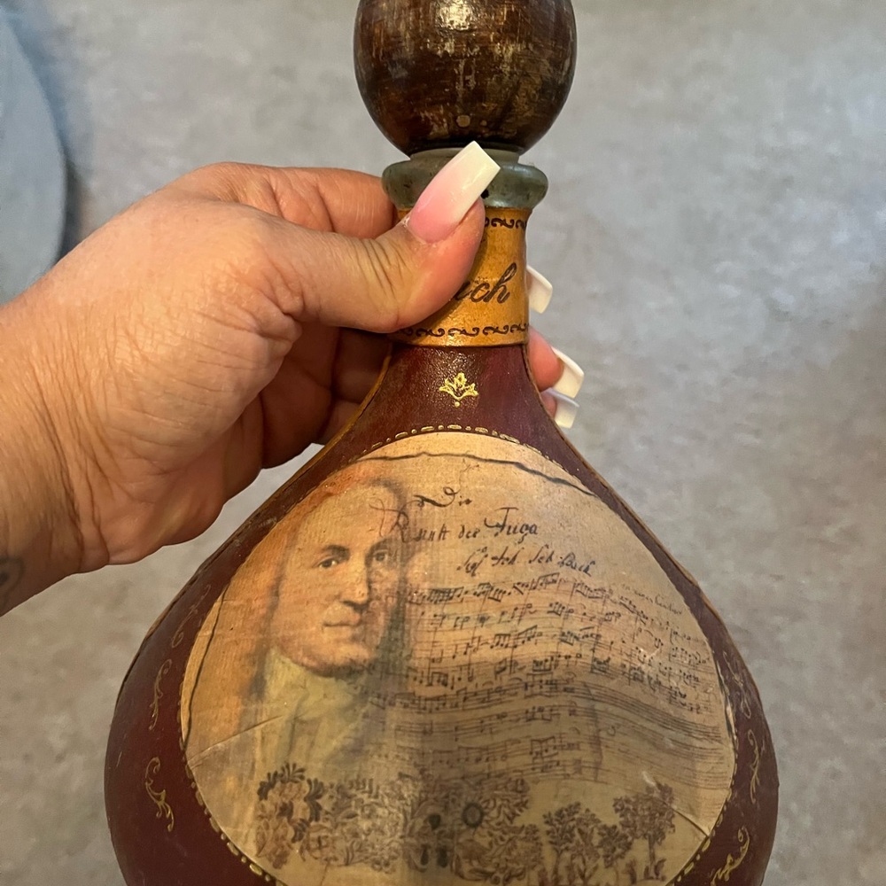 Vintage Genuine Leather-wrapped Fausto Conturi Italian Decanter made in Florence